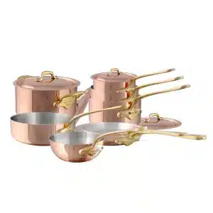 M'150 B 12-Piece Copper Cookware Set With Brass Handles