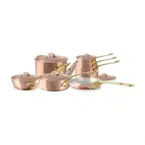 M'150 B 14-Piece Copper Cookware Set With Brass Handles