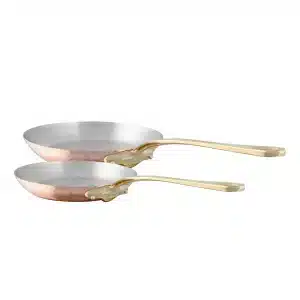 M'150 B 2-Piece Copper Frying Pan Set With Brass Handles