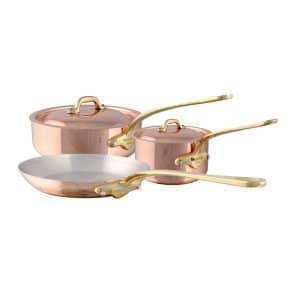 M'150 B 5-Piece Copper Cookware Set With Brass Handles