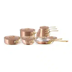 M'200 B 14-Piece Copper Cookware Set With Brass Handles