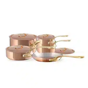 M'200 B 9-Piece Copper Cookware Set With Brass Handles