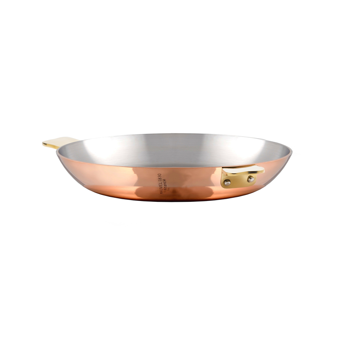 mauviel art deco copper round pan with brass handles 245ac1b3 1