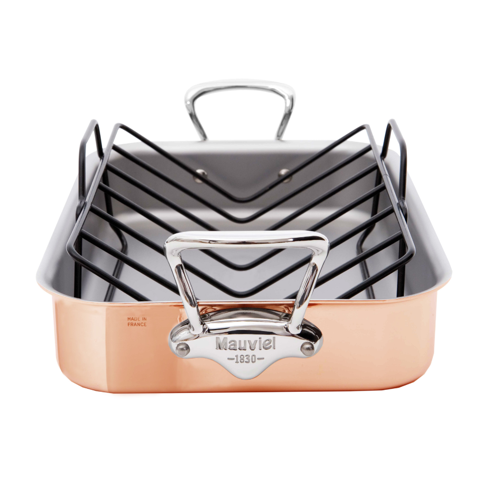 mauviel copper roasting pan with rack cast stainless steel h 69ab3750