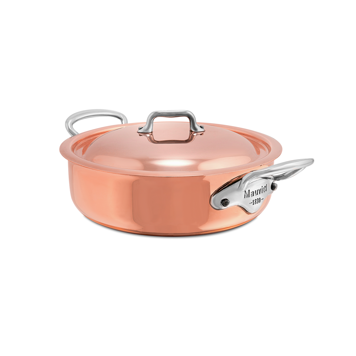 mauviel m6 s induction copper rondeau with lid cast stainles 62ce30cd