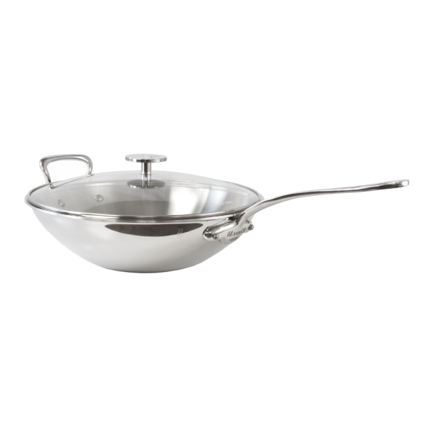 M’Cook Wok with Glass Lid and Long Handle 32 cm
