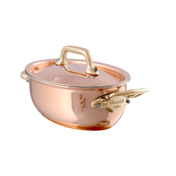 M’Minis Copper Oval Cocotte with Lid 12 cm, Bronze Handle