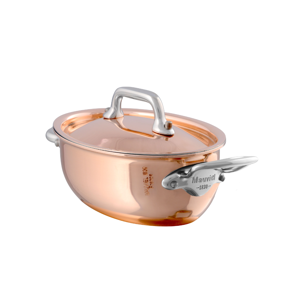 mauviel mminis copper oval stew pan with lid stainless steel 49690fbf