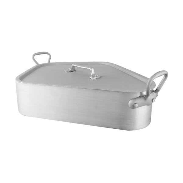 M’Tradition Turbot Kettle with Lid and Grid 50×40 cm, Aluminium Handle