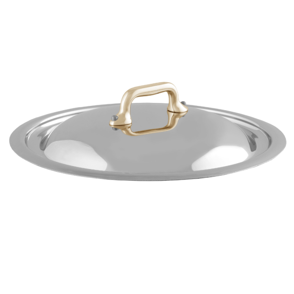 Stainless Steel Curved Lid, Brass Handle