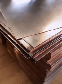 Sheets of raw copper before forming